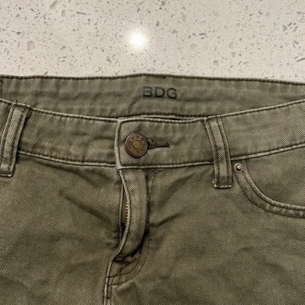 BDG Olive Green Jean Low rise Shorts - Picture 2 of 7